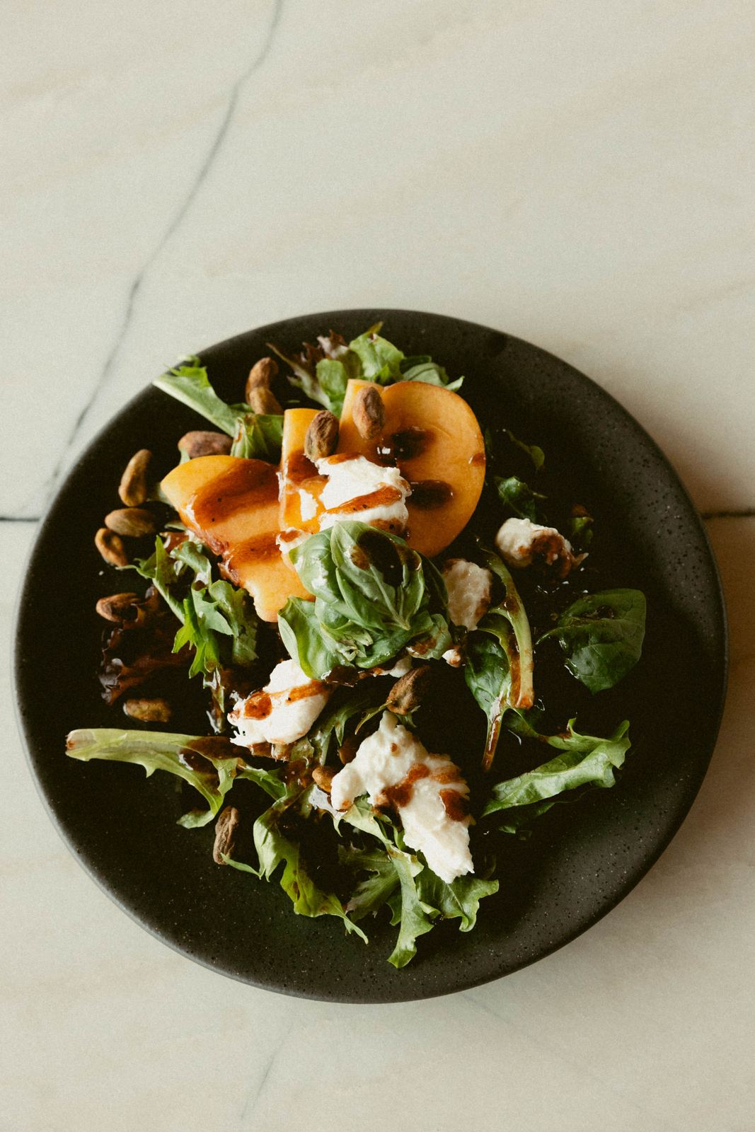 Peach and burrata salad