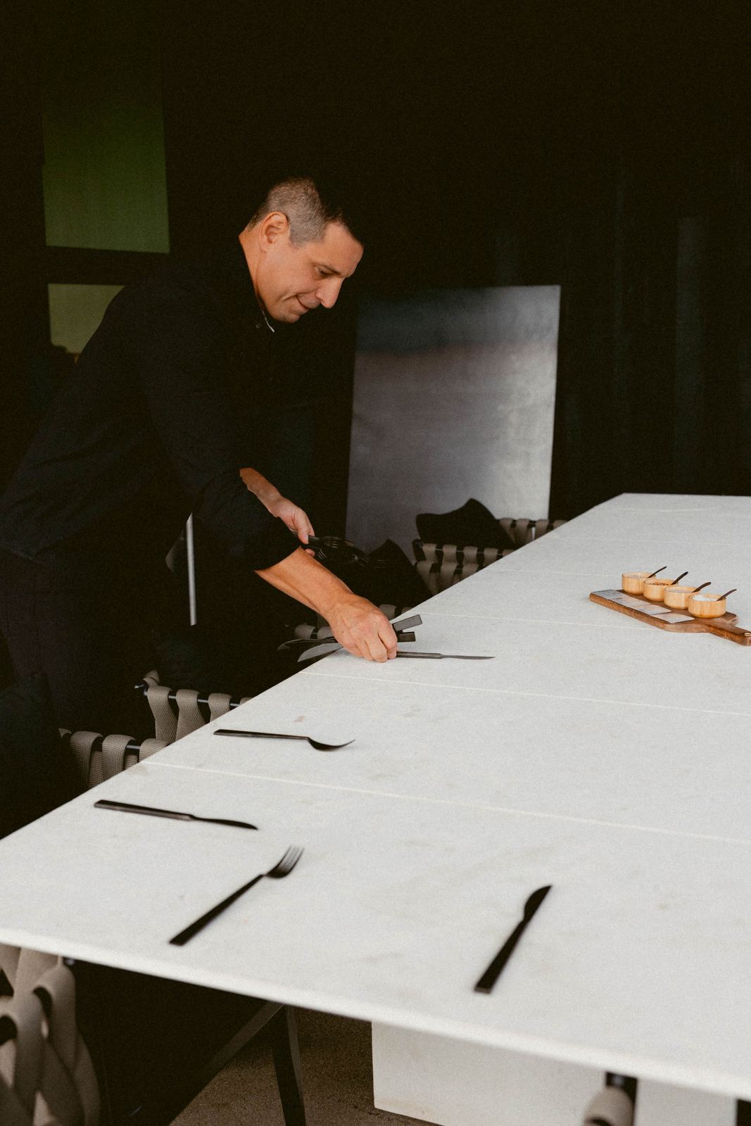 Setting the table before guests arrive